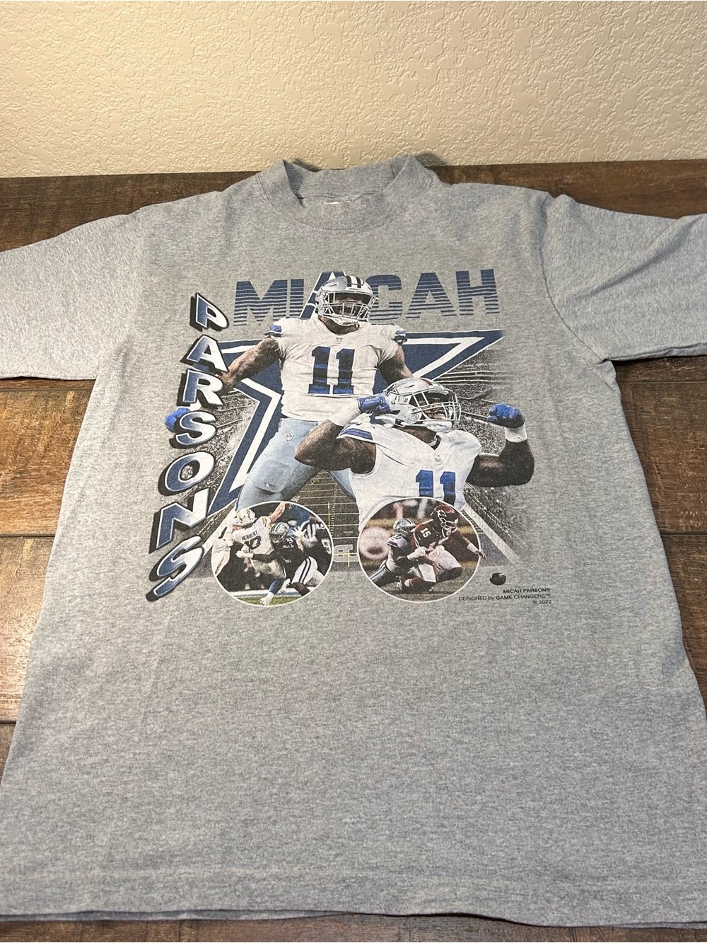 Game Changer Micah Parsons Cowboys Graphic Tee - Gray with Navy & White- Medium